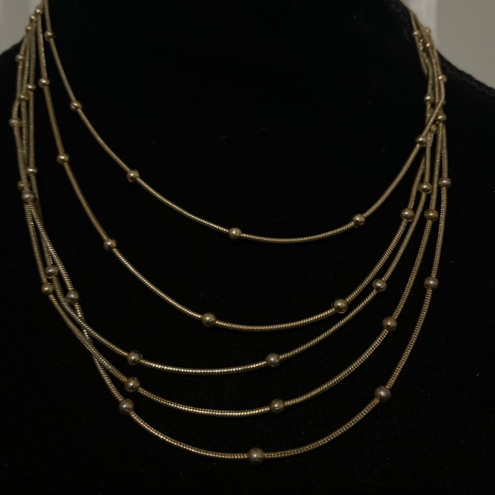 Five Layer Gold Necklace. Statement Accent Piece. - image 1